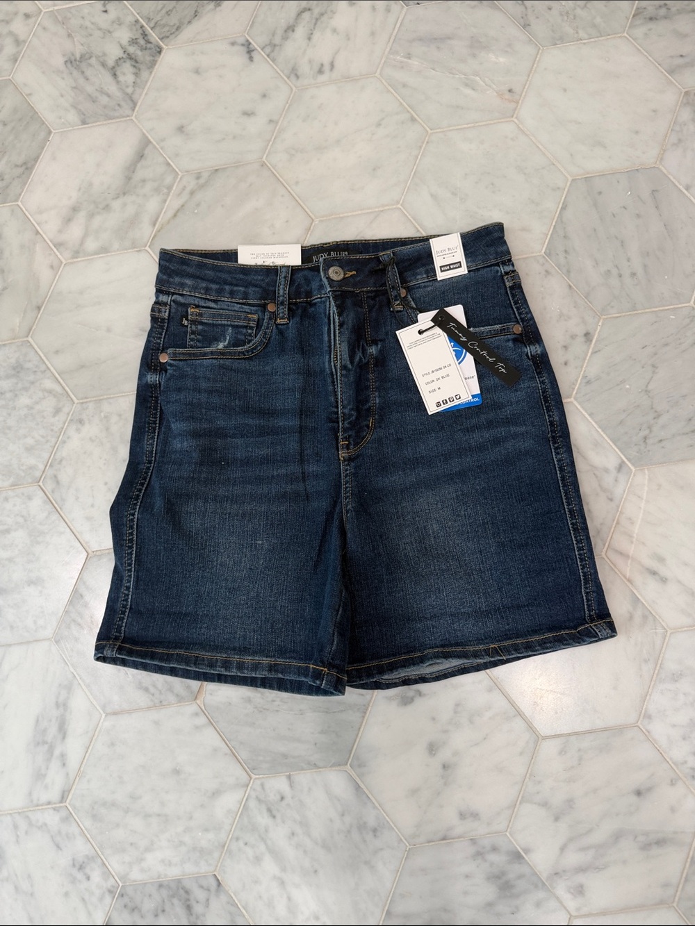 Judy Blue Dark Indigo Mid-Rise Denim Shorts